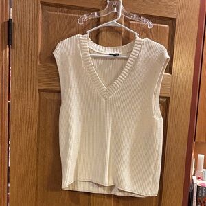 Talbots Ivory V-Neck Knit Tank Top